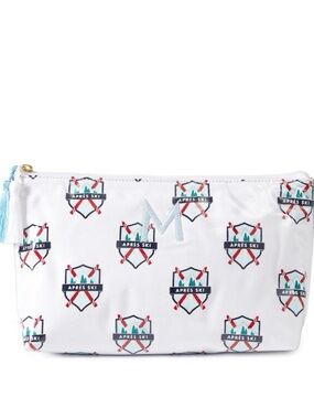 Mark & Graham Après Ski White Logo Cosmetic Pouch CLEAR COATED TRAVEL POUCH